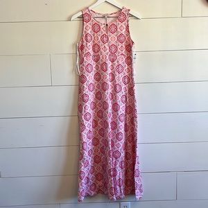 Talbots maxi dress tank stretchy cotton pink small petite NWT summer midi a line